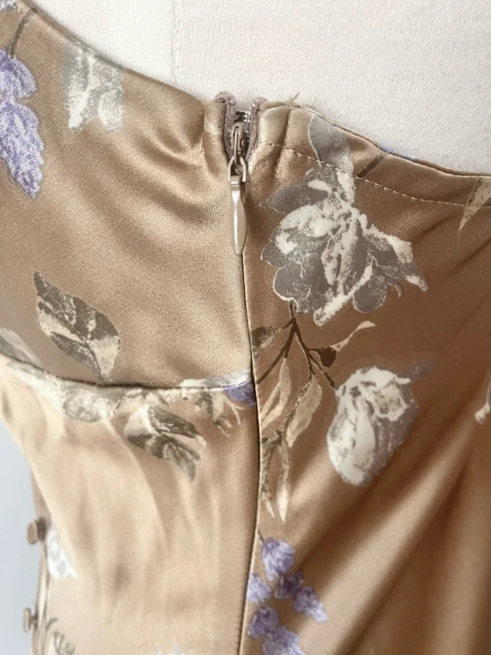 Forever 21 Champagne Floral Satin Slip Dress - Picture 8 of 9